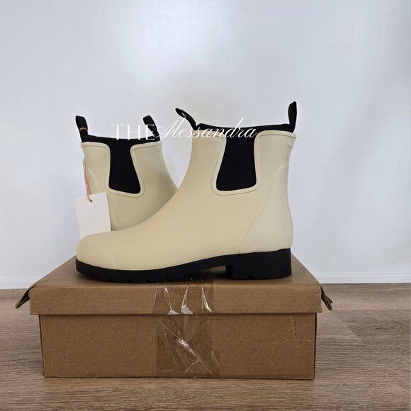 Quince Waterproof Ankle Rain Boots Stone Cream Chelsea Style Sz 8 New With Tags - Picture 10 of 13